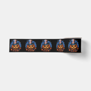 Patriottische USA-vlag Halloween-pompoen Grosgrain Lint