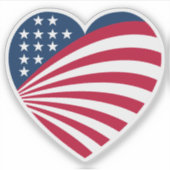 Patriottische USA-vlag Hart  Sticker (Voorkant)