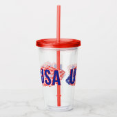 Patriottische USA Vlag Lipstick Kus Acryl Tumbler Acryl Drinkbeker (Voorkant)