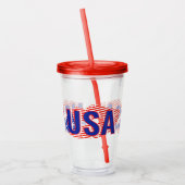 Patriottische USA Vlag Lipstick Kus Acryl Tumbler Drinkbeker (Links)
