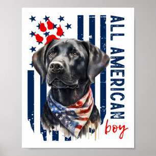 Patriottische Usa Vlag Zwarte Labrador All America Poster