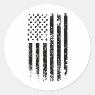 Patriottische Usa Zwarte Amerikaanse Vlag Vervuild Ronde Sticker