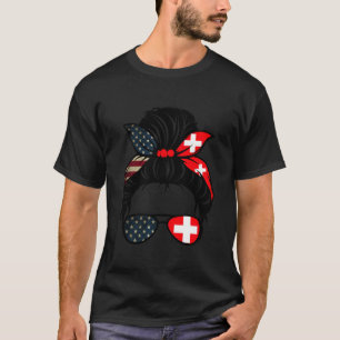 Patriottische Usa Zwitserse Moeder Amerikaanse Zwi T-shirt