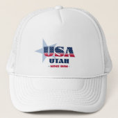 Patriottische Utah Typography Trucker Hat Pet (Voorkant)