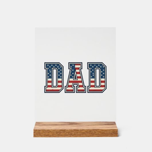 Patriottische Vader Vlag Lettering Vector Ontwerp_ Acryl Bord (Voorkant)