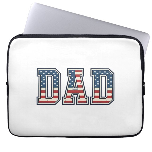 Patriottische Vader Vlag Lettering Vector Ontwerp_ Laptop Sleeve (Voorkant)