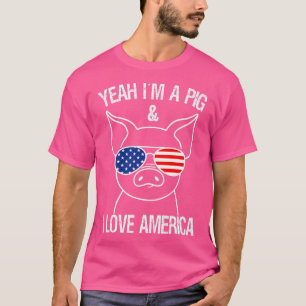 Patriottische Varken Amerikaanse Zonnebril Usa Gra T-shirt