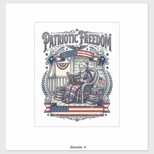 Patriottische veranda boekworm vector grafische T- Sticker (Vel)