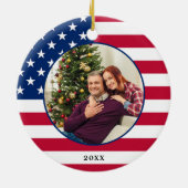 Patriottische Verenigde Staten Amerikaanse vlag Pe Keramisch Ornament (Achterkant)