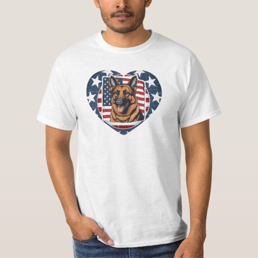 Patriottische Verenigde Staten Duitse Herder T-shirt (Voorkant)
