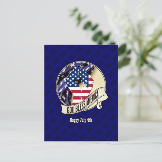 Patriottische Verenigde Staten God Bless America Briefkaart (Staand voorkant)