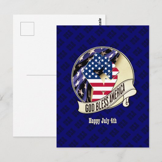 Patriottische Verenigde Staten God Bless America Briefkaart (Voorkant / Achterkant)
