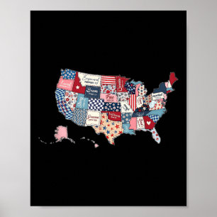 Patriottische Verenigde Staten Kaart Amerikaanse V Poster
