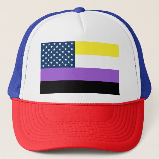 Patriottische Verenigde Staten Nonbinary Flag Trucker Pet (Voorkant)