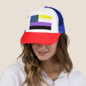 Patriottische Verenigde Staten Nonbinary Flag Trucker Pet (In situ)