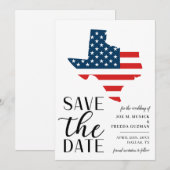 Patriottische Verenigde Staten van Texas Destinati Save The Date (Voorkant / Achterkant)