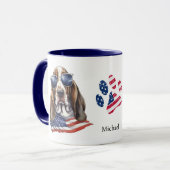 Patriottische Verenigde Staten Vlag Basset Hound D Mok (Voorkant links)
