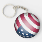 Patriottische Verenigde Staten Vlag en Kaart Werel Sleutelhanger (Voorkant)