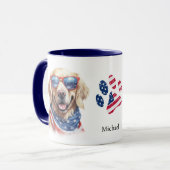 Patriottische Verenigde Staten Vlag Golden Retriev Mok (Voorkant links)