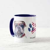 Patriottische Verenigde Staten Vlag Grappige Bulld Mok (Voorkant links)