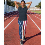 Patriottische Verenigde Staten vlag Rood-blauwe st Leggings<br><div class="desc">De Amerikaanse vlag, Stars en Stripes, Old Glory, Star-Spangled Banner, USA flag, red blue and white, sterren and stripes, modern, cool, chic, stijlvol, adembenembaar, hand sewn, vrouwen full length mode yoga gym run leggings pants, om je trots, patriottisme, liefde te shows. De leggings strekken zich uit tot uw lichaam, knuffelen...</div>