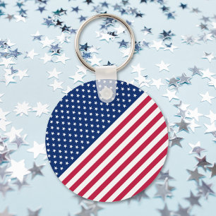 Patriottische Verenigde Staten vlag Rood-blauwe st Sleutelhanger