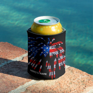 Patriottische Verenigde Staten Vlag Vuurwerk Rode Blikjeskoeler