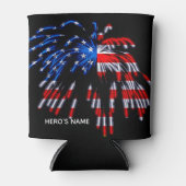 Patriottische Verenigde Staten Vlag Vuurwerk Rode  Blikjeskoeler (Voorkant)