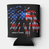 Patriottische Verenigde Staten Vlag Vuurwerk Rode  Blikjeskoeler (Achterkant)