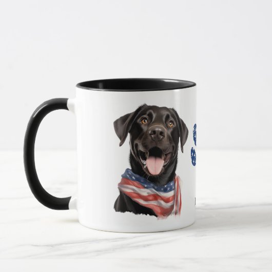 Patriottische Verenigde Staten Vlag Zwarte Labrado Mok (Links)