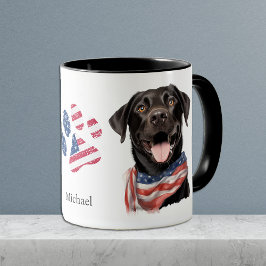 Patriottische Verenigde Staten Vlag Zwarte Labrado Mok