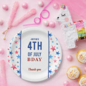 Patriottische verjaardag 4 juli Rode Blauwe Stars Papieren Bordje (Feest)