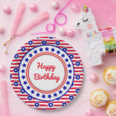 Patriottische verjaardag papieren bordje (Feest)