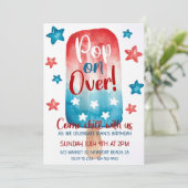 Patriottische verjaardag uitnodiging 4 juli Amerik (Staand voorkant)