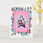 Patriottische verjaardagskaart met foto kaart (Gele Bloem)