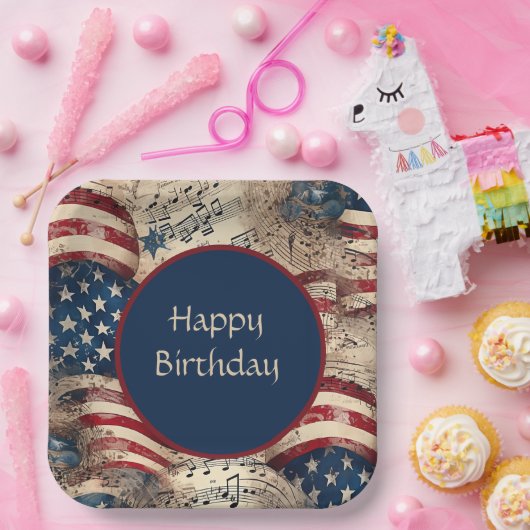 patriottische verjaardagspartij papieren bordje (Feest)