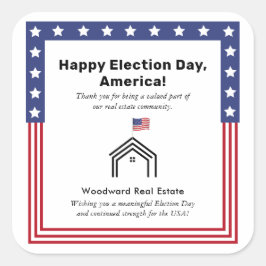 Patriottische Verkiezingsdag makelaar Dank u Gemee Vierkante Sticker