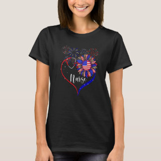 Patriottische Verpleegster 4 juli Amerikaanse Vlag T-shirt