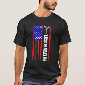 Patriottische verpleegster 4 juli Amerikaanse vlag T-shirt