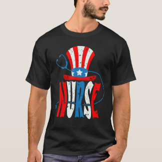 Patriottische Verpleegster 4 juli Amerikaanse Vlag T-shirt