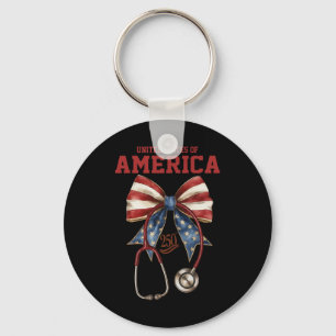 Patriottische verpleegster, Amerika stethoscoop li Sleutelhanger