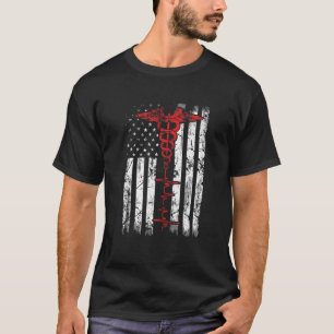 Patriottische verpleegster Amerikaanse vlag geregi T-shirt