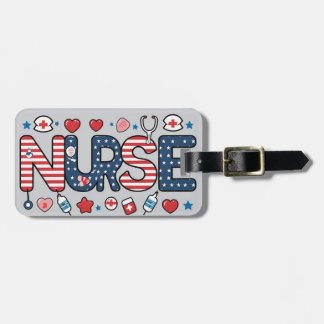Patriottische Verpleegster Bagage Label – USA Vlag