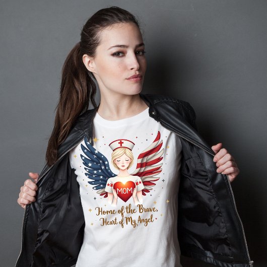 Patriottische Verpleegster Mama Engel met Amerikaa T-shirt