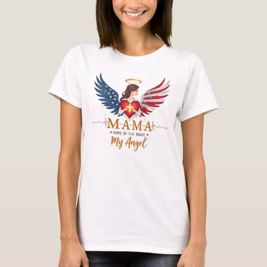 Patriottische Verpleegster Mama, Mijn Engel T-shirt (Voorkant)