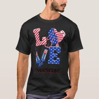 Patriottische Verpleegster Stethoscoop 4 juli Lief T-shirt