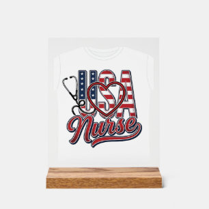 Patriottische Verpleegster USA Hart Stethoscoop Sh Acryl Bord