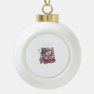 Patriottische Verpleegster USA Hart Stethoscoop Sh Keramische Bal Ornament