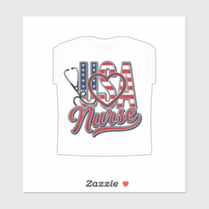 Patriottische Verpleegster USA Hart Stethoscoop Sh Sticker