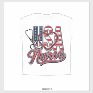 Patriottische Verpleegster USA Hart Stethoscoop Sh Sticker